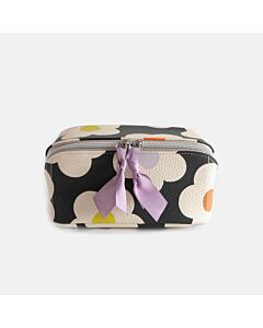 Caroline Gardner Multi Flower Charcoal Flat Lay Cosmetic Bag
